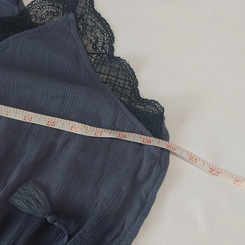 American Eagle Outfitters Lace Trim Cami ,Tank Top Blue With Black Lace .XL - Picture 5 of 7